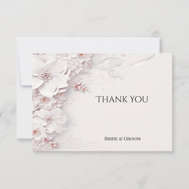 Ivory Blush Carte de remerciements floral rose (Devant)