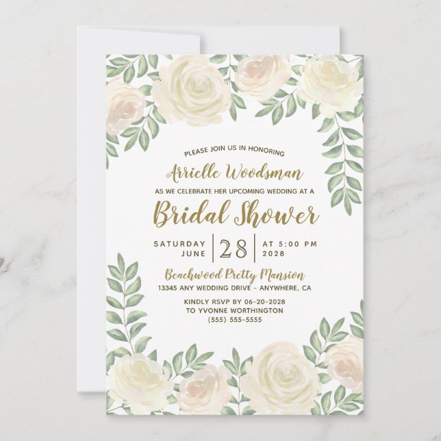 Ivory Blush Champagne Bridal Douche Invitations (Devant)