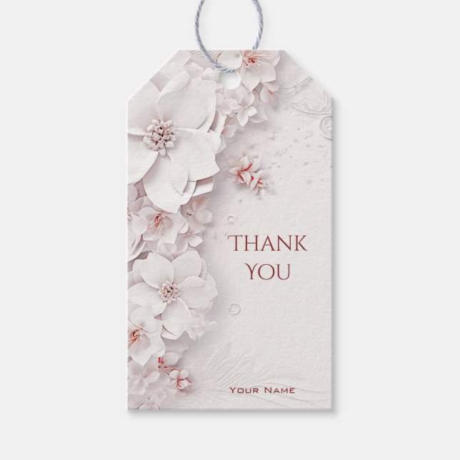 Ivory Blush Pink Blumengeschenk-Tag Geschenkanhänger (Vorderseite)
