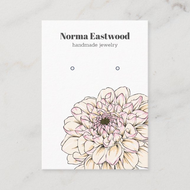 Ivory Blush Pink Dahlia Earring Display Card Visitenkarte (Vorderseite)