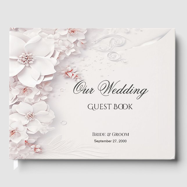 Ivory Blush Rose Floral Livre d'Invité (Recto)
