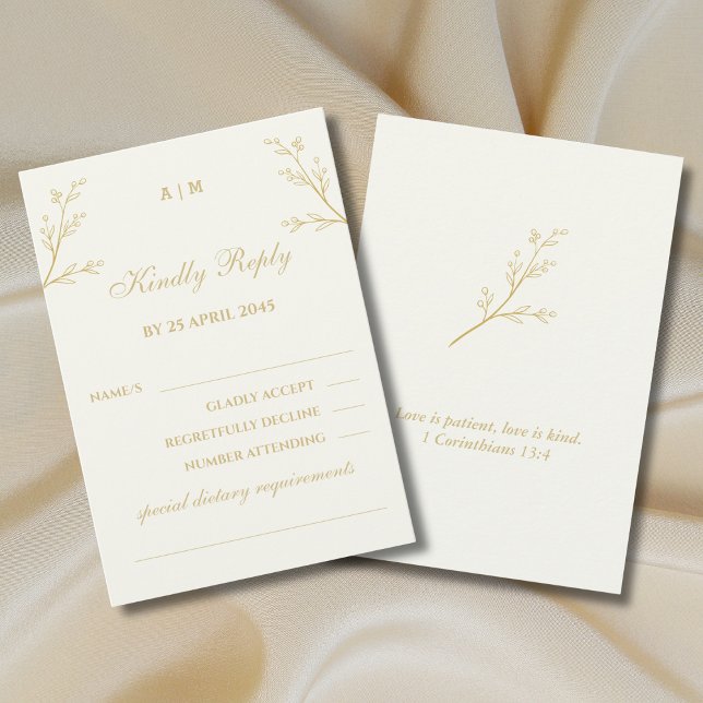 Ivory Botanical Christian Wedding RSVP Card (Créateur téléchargé)