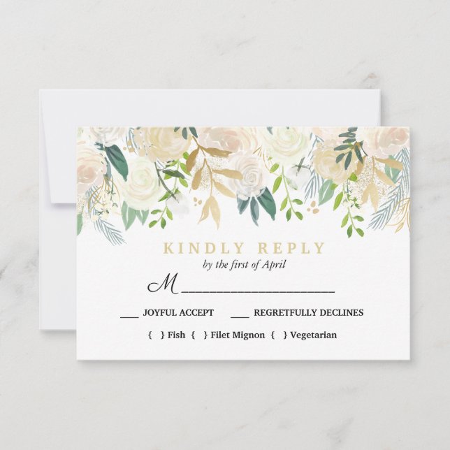 Ivory Bouquet Blumenzwiebelgericht UAWG Mint RSVP Karte (Vorderseite)