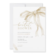 Ivory Bow Bridal Dusche Einladung White Ribbon