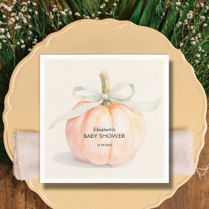 Ivory Bow Little Pumpkin Baby Shower Serviette