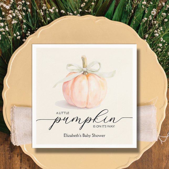 Ivory Bow Little Pumpkin Baby Shower Serviette (Ivory Bow Little Pumpkin Gender Neutral Baby Shower Napkins)