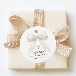 Ivory bow pearls First Holy Communion DIY Geschenkanhänger