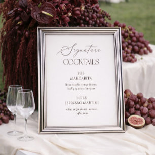 Ivory & Brown Hochzeits-Signatur-Cocktails Poster