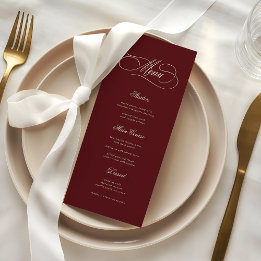 Ivory & Burgundy Old Money Aesthetic Retro Wedding Menükarte