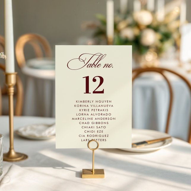 Ivory Burgundy Seating Chart Names Wedding Sign Tischnummer (Von Creator hochgeladen)