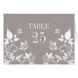Ivory Butterfly Tischnummer Card