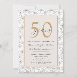 Ivory Champagne Gold Anniversaire Invitation