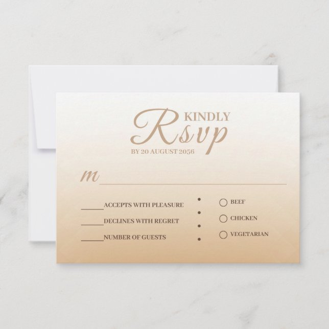 Ivory Champagne Gradient Wedding RSVP Card (Vorderseite)