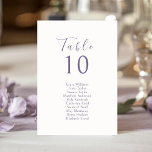 Ivory | Chic Lavender Wedding Seating & Table Card Tischnummer<br><div class="desc">Chic and elegant wedding seating chart and table number combo features a contemporary set of purple fonts, against a soft ivory background. The design is repeated at the back. This seating card accommodates a 10 guest names. The design embues modern elegance in a minimalist style, matching other items in the...</div>
