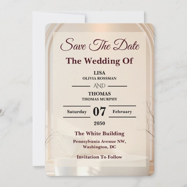 Ivory Cloud Dancer Luxe Wedding Save The Date (Devant)