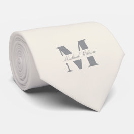 Ivory Cream | Custom Monogram Wedding Groomsmen  Krawatte