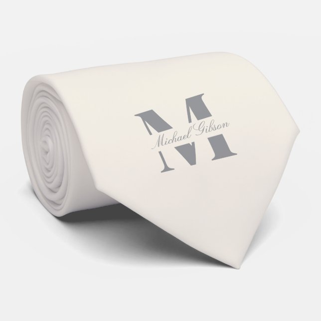 Ivory Cream | Custom Monogram Wedding Groomsmen  Krawatte (Gerollt)