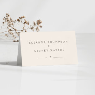 Ivory Cream Elegant Wedding Guest Table Platzkarte Tischnummer