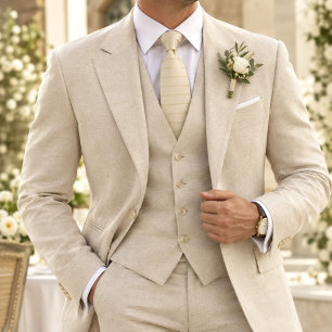 Ivory Cream Gold Pinstripe Minimalist Krawatte