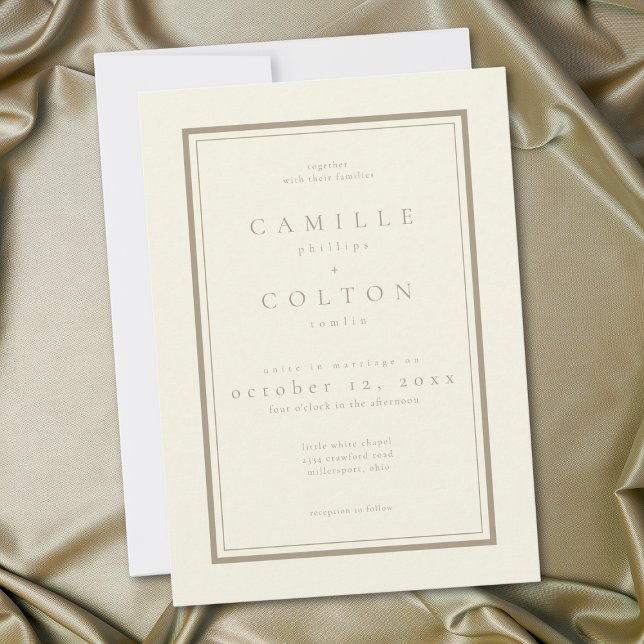 Ivory Cream Minimalist Frame Wedding Einladung (Ivory Cream Minimalist Frame Wedding Invitation)