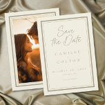 Ivory Cream Minimalist Frame Wedding Photo Save The Date<br><div class="desc">Celebrate your love with this minimalist ivory cream wedding photo save the date card design. It's perfect for a rustic autumn ceremony. This earthy,  modern look offers a warm and sophisticated feel for your autumn hue wedding. Created by Simply Farmhouse Press.</div>