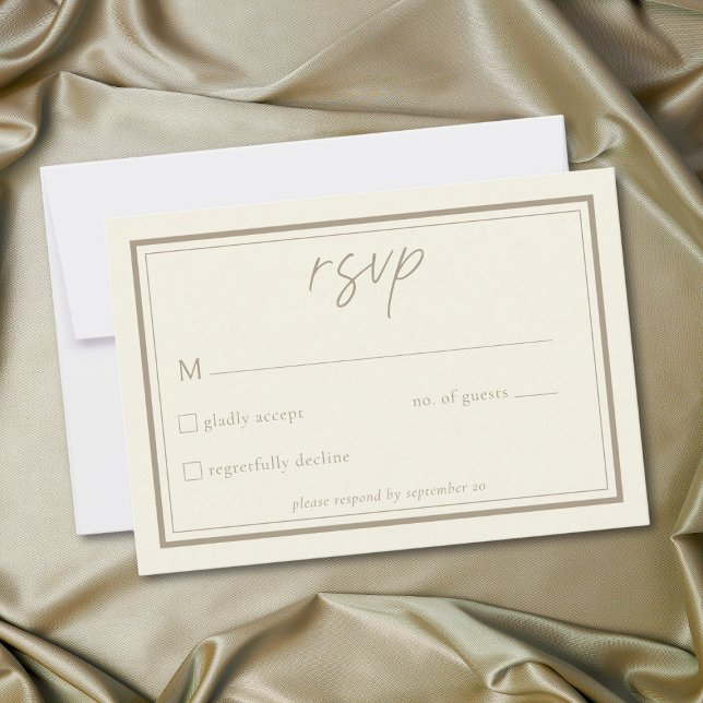 Ivory Cream Minimalist Frame Wedding RSVP Karte (Ivory Cream Minimalist Frame Wedding RSVP Card)