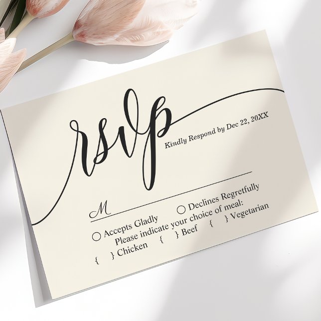 Ivory Cream Simple Script Wedding RSVP Card Karte (Von Creator hochgeladen)