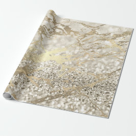 Ivory Creamy Foxier Gold Marmor Shiny Metallic Geschenkpapier
