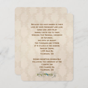 Ivory Damask Wedding Vow Renewal Einladung