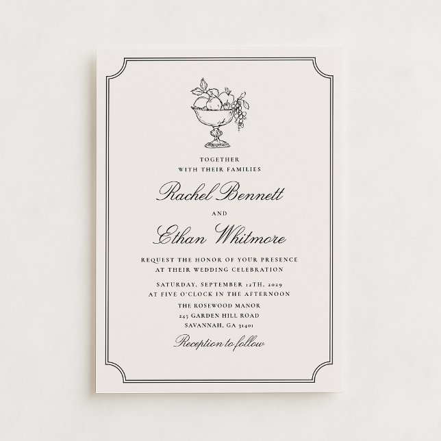Ivory Double Frame Fruit Bowl Wedding Invitation (Créateur téléchargé)
