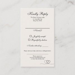 Ivory Elegant Chic Calligraphy Wedding RSVP Card Visitenkarte