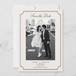Ivory Elegant Frame Photo Save the Date Dankeskarte
