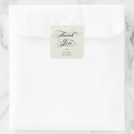 Ivory Elegant Script Abschluss Vielen Dank Quadratischer Aufkleber