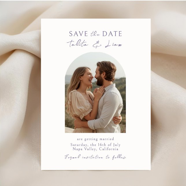 Ivory | Elegant Script Arch Wedding Save the Date (Von Creator hochgeladen)