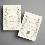 Ivory Elegant Watercolor Wildflower Wedding Save The Date<br><div class="desc">This elegant wedding save the date features beautiful hand-painted watercolor wildflowers arranged as a wreath,  and a QR code on the back,  perfect for spring,  summer,  or fall weddings. For more advanced customization of this design,  please click the BLUE DESIGN TOOL BUTTON above!  Matching items are also available.</div>