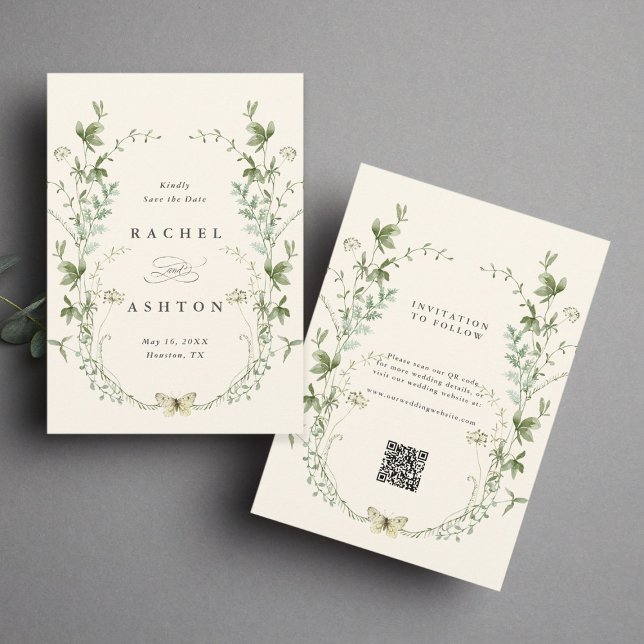 Ivory Elegant Watercolor Wildflower Wedding Save The Date (Von Creator hochgeladen)
