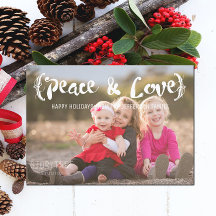 Ivory Elegante Sketched Peace & Liebe Holiday Foto