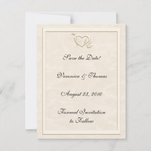 Ivory Embossed-Look Herz Save the Date