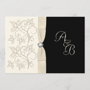 Ivory et Black avec Pearl Love Knot Invitation