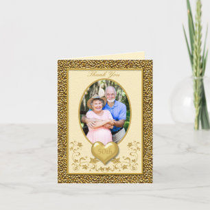 Ivory et Gold Floral 50e Carte de remerciements