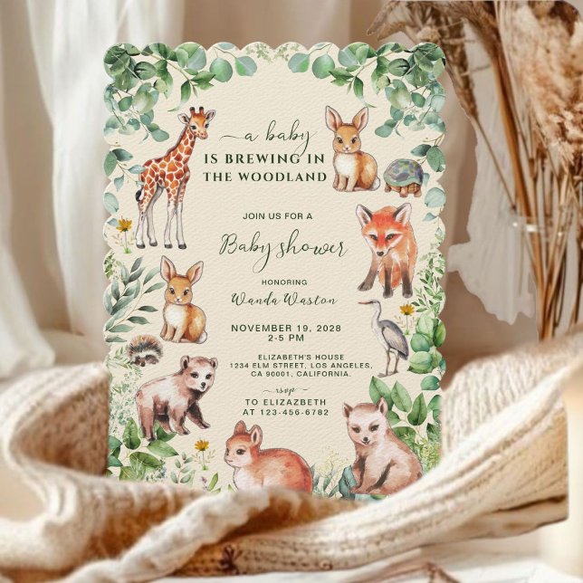 Ivory Eucalyptus Woodland Niedlicher Tiere Kinderd Einladung (Von Creator hochgeladen)