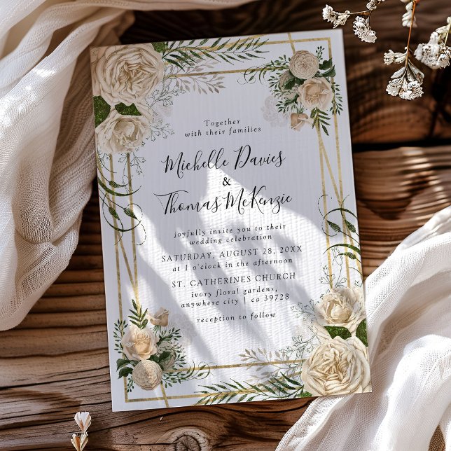 Ivory Floral Bouquet Élégant Mariage Invitation (Créateur téléchargé)