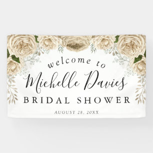 Ivory Floral Bouquet Elegantes Brautparty Banner