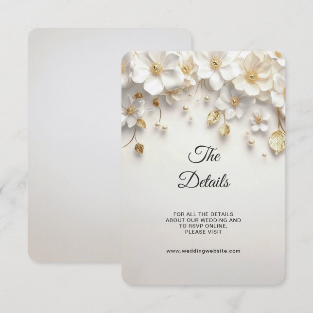 Ivory Floral Gold Blätter - Detail Einschlusskarte Begleitkarte (Vorne/Hinten)