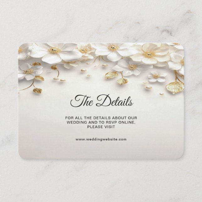 Ivory Floral Gold Verlass - Detail-Einschließungsk Begleitkarte (Vorderseite)