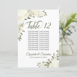 Ivory Floral Mariage Numéro de table & Noms Grand