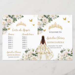 Ivory Floral Quinceanera Programme de l'ordre des