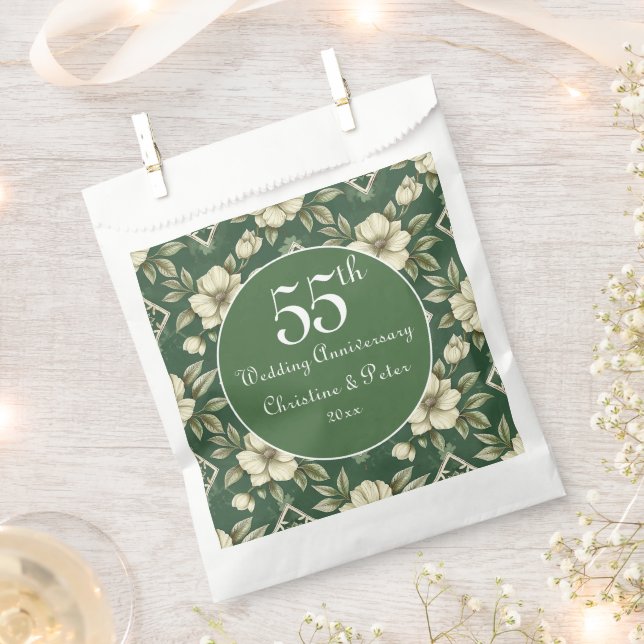 Ivory Floral und Emerald Wedding Anniversary Gunst Geschenktütchen (Ausgeschnitten)