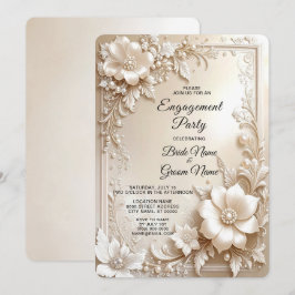 Ivory Flowers Engagement Invitation Einladung