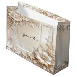 Ivory Flowers Gift Bag Große Geschenktüte